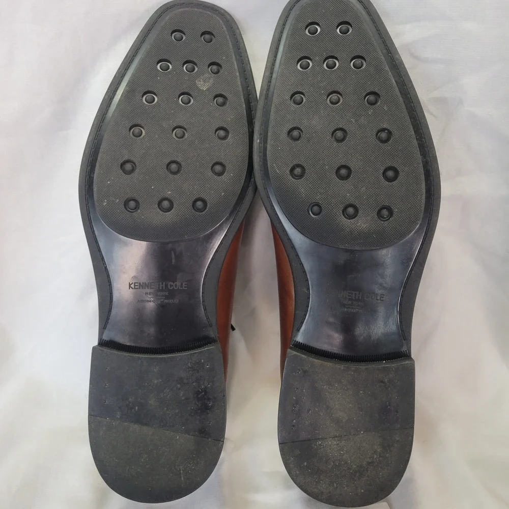 Kenneth Cole Men Brown Leather Cap Toe Oxford Dress Shoes Ticketpod Lace Sz 10.5